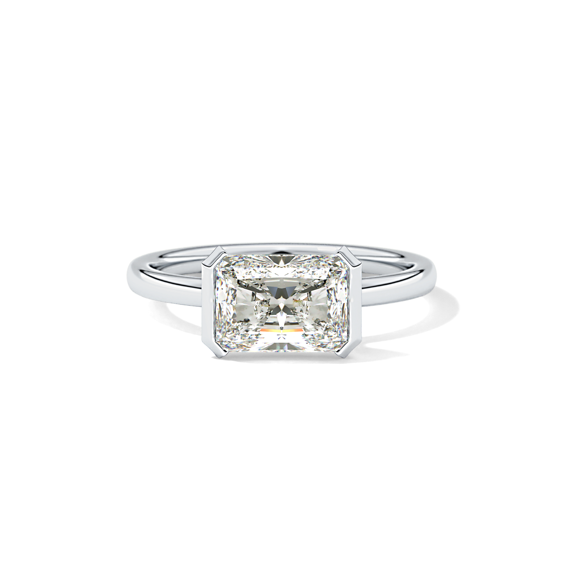 East West Radiant Half Bezel Lab Grown Diamond Engagement Ring