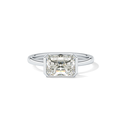 East West Radiant Half Bezel Lab Grown Diamond Engagement Ring