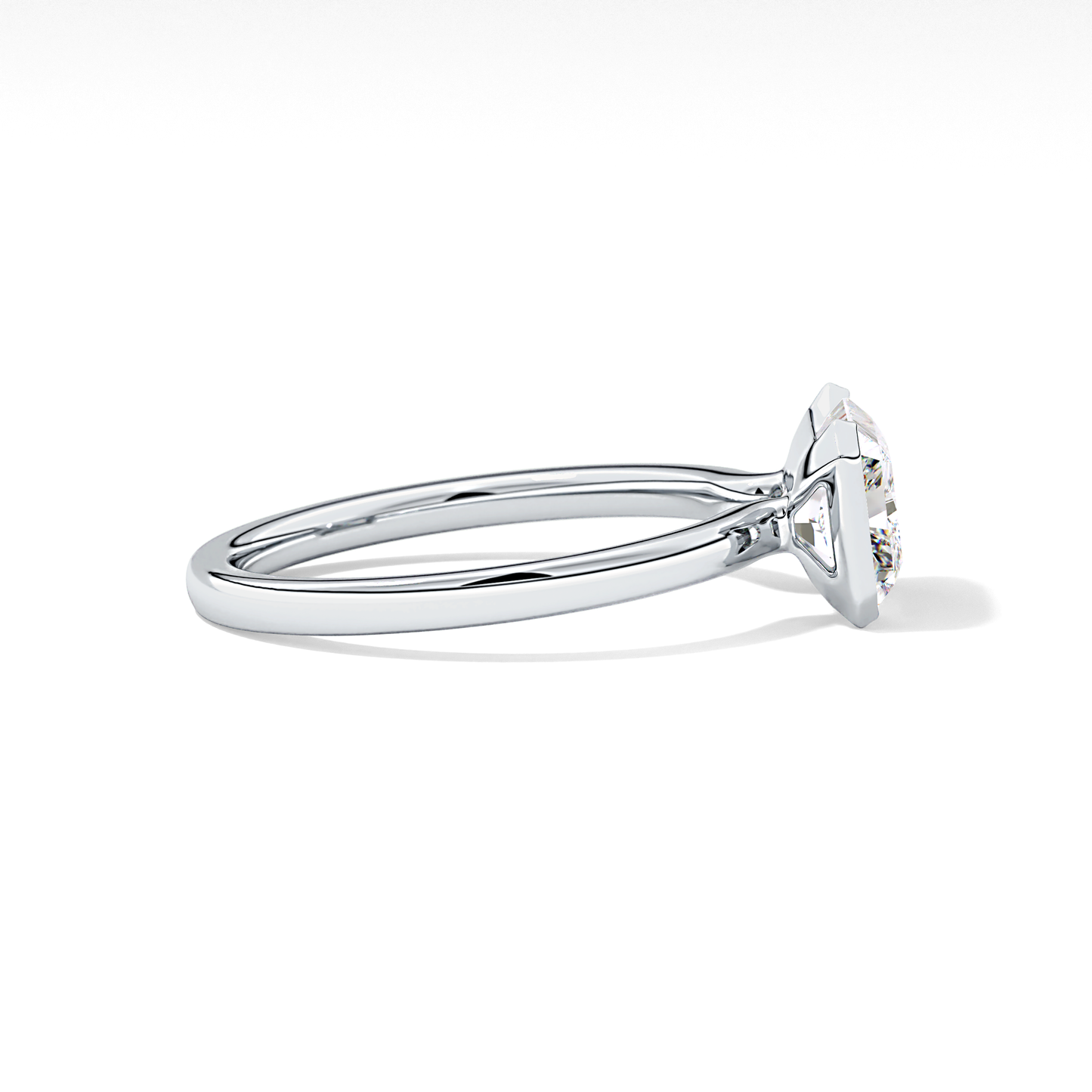 East West Radiant Half Bezel Lab Grown Diamond Engagement Ring