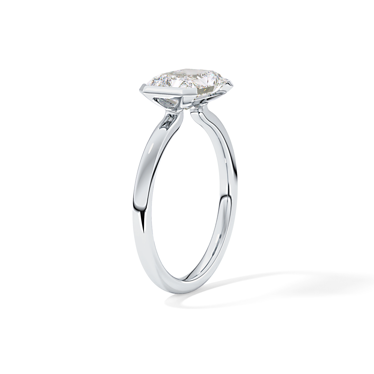 East West Radiant Half Bezel Lab Grown Diamond Engagement Ring