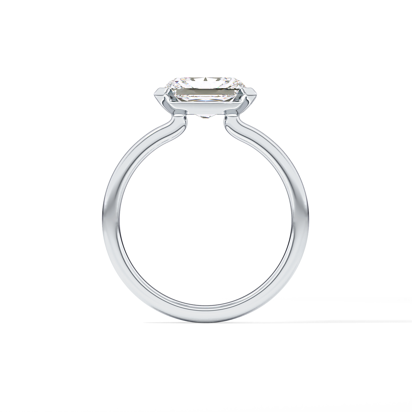 East West Radiant Half Bezel Lab Grown Diamond Engagement Ring