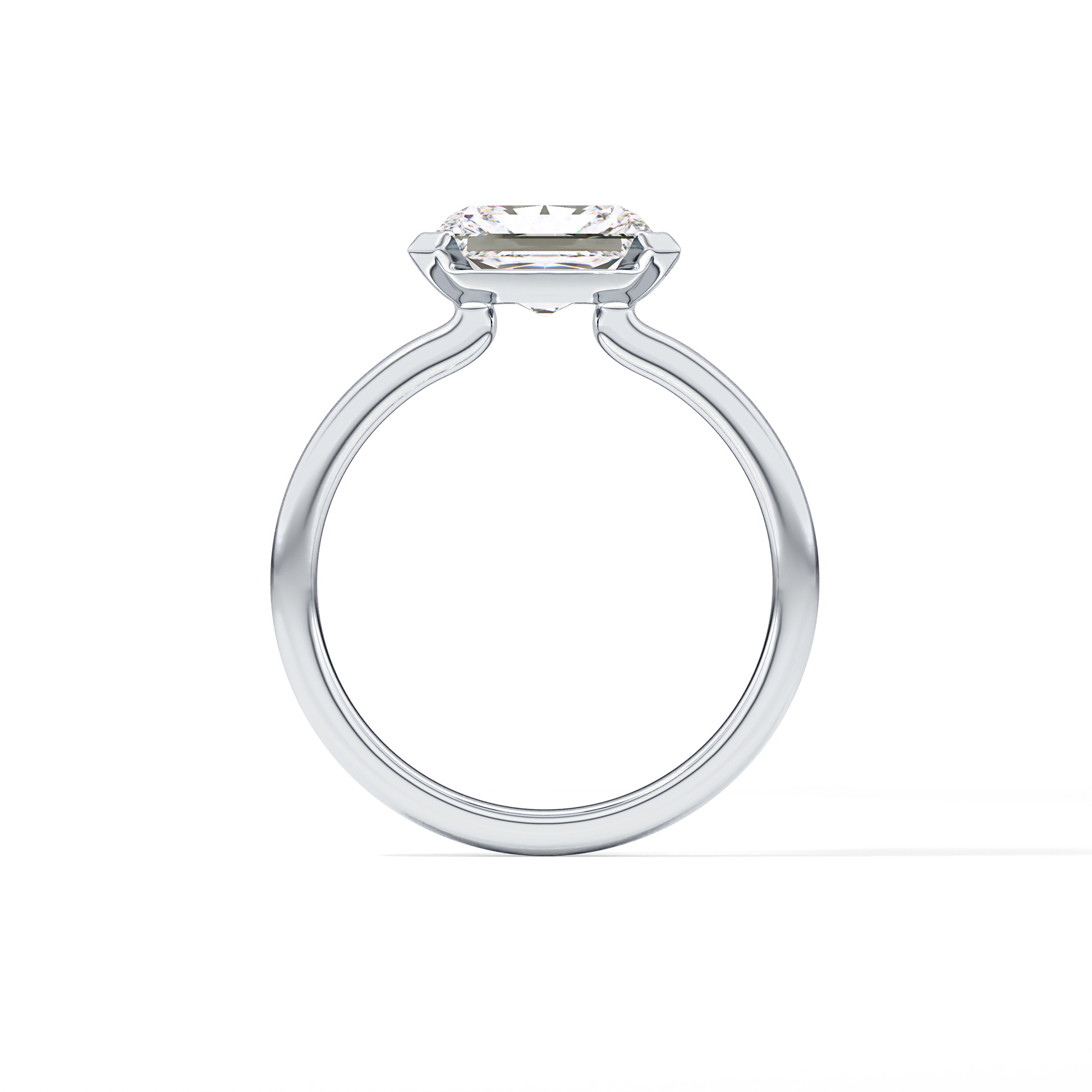 East West Radiant Half Bezel Lab Grown Diamond Engagement Ring