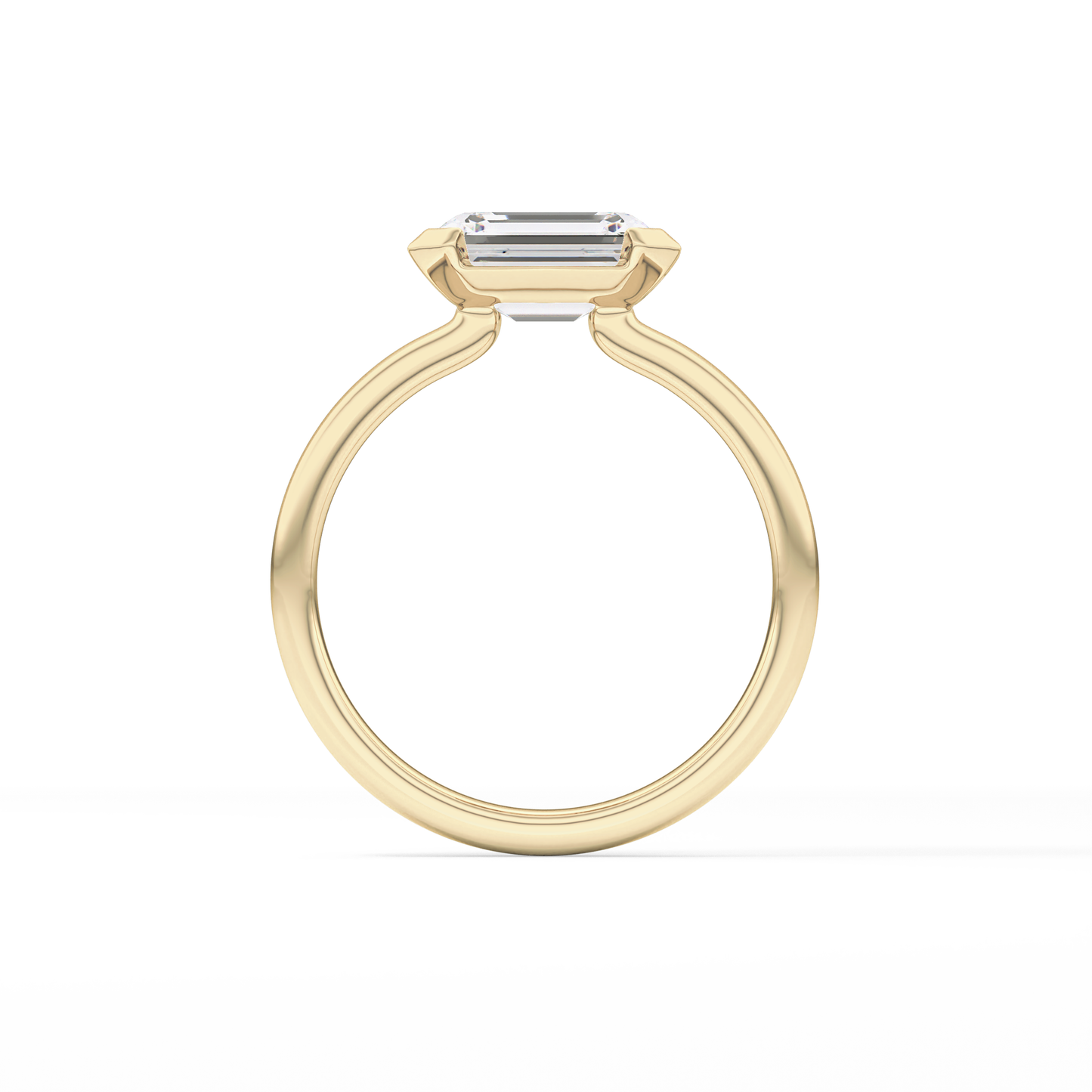 East West Emerald Half Bezel Lab Grown Diamond Engagement Ring