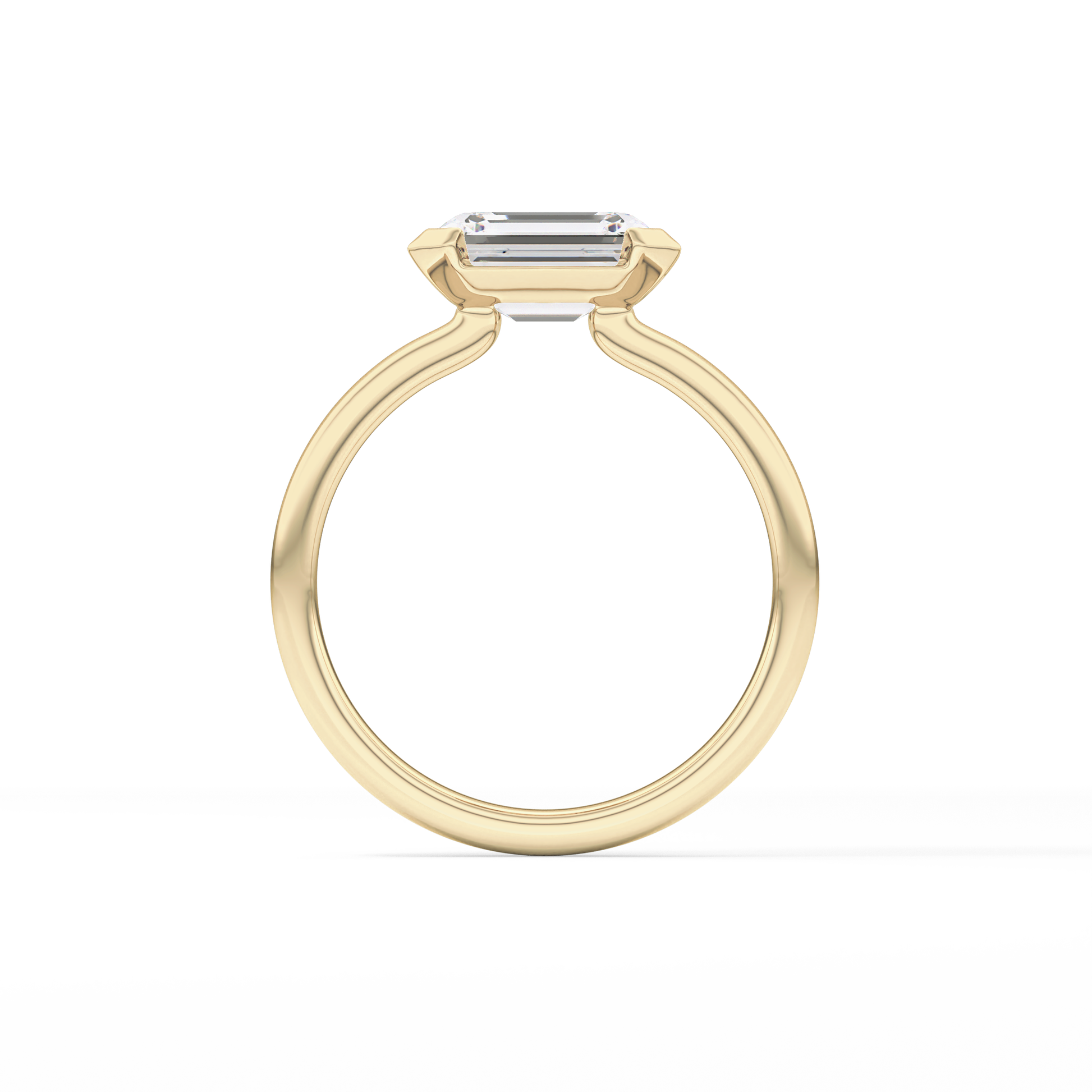 East West Emerald Half Bezel Lab Grown Diamond Engagement Ring