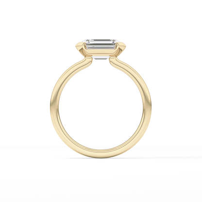 East West Emerald Half Bezel Lab Grown Diamond Engagement Ring
