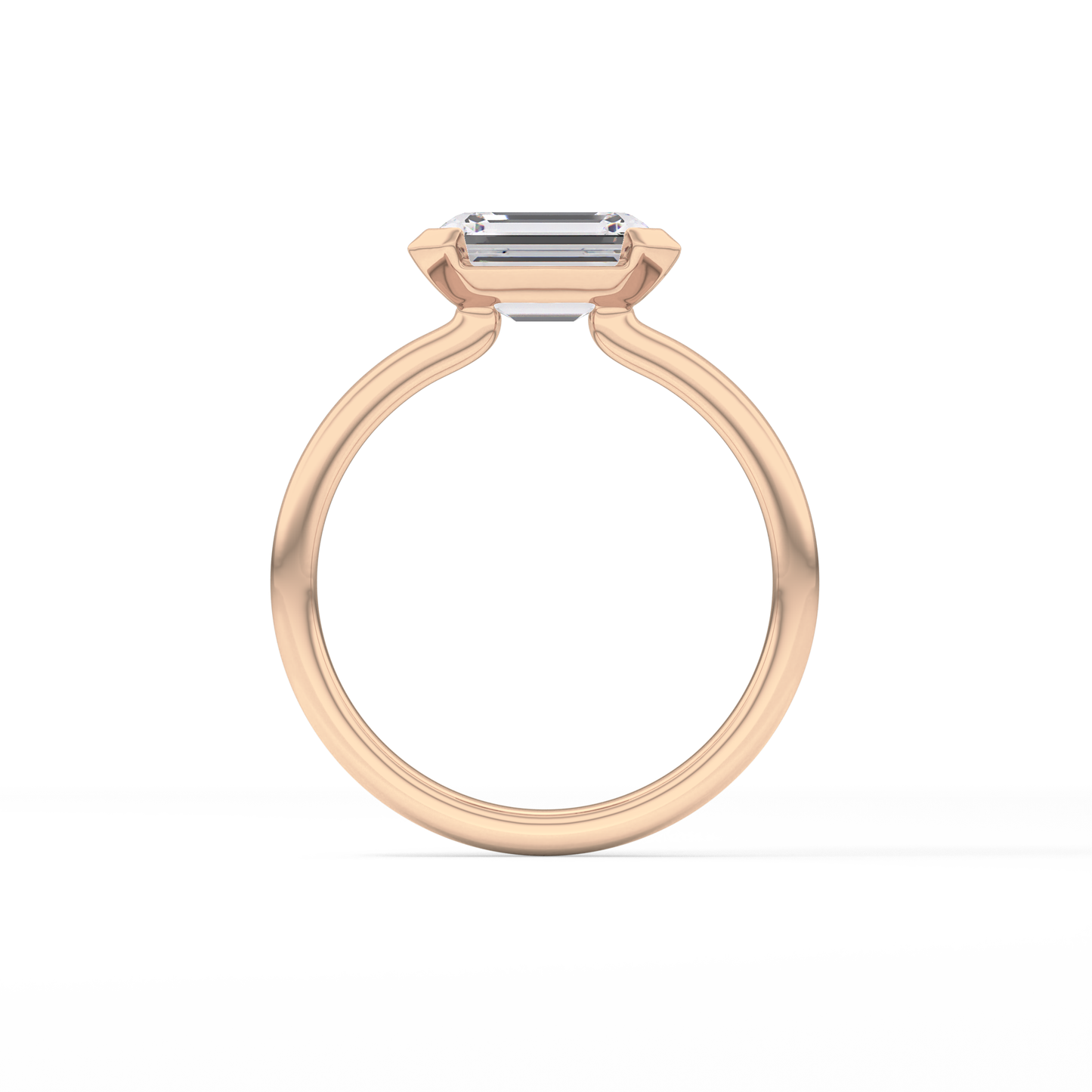 East West Emerald Half Bezel Lab Grown Diamond Engagement Ring
