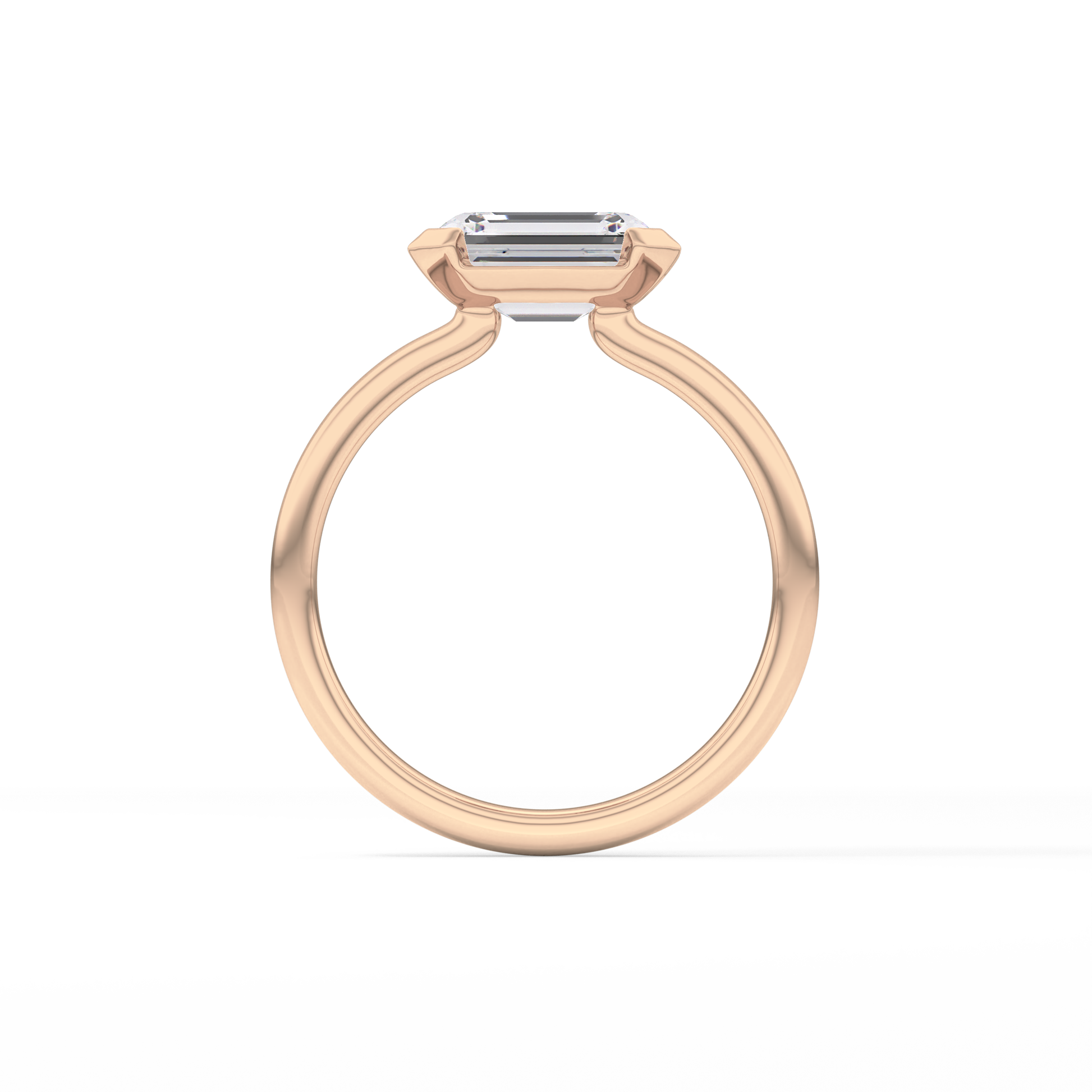 East West Emerald Half Bezel Lab Grown Diamond Engagement Ring