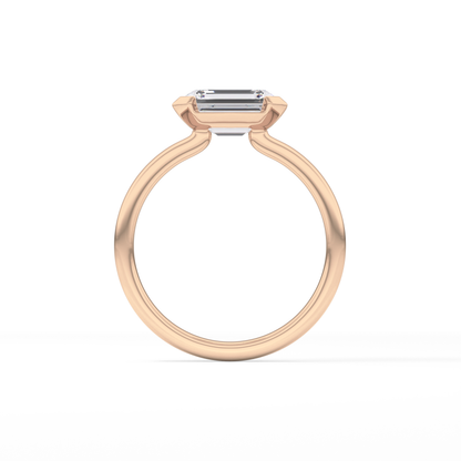 East West Emerald Half Bezel Lab Grown Diamond Engagement Ring