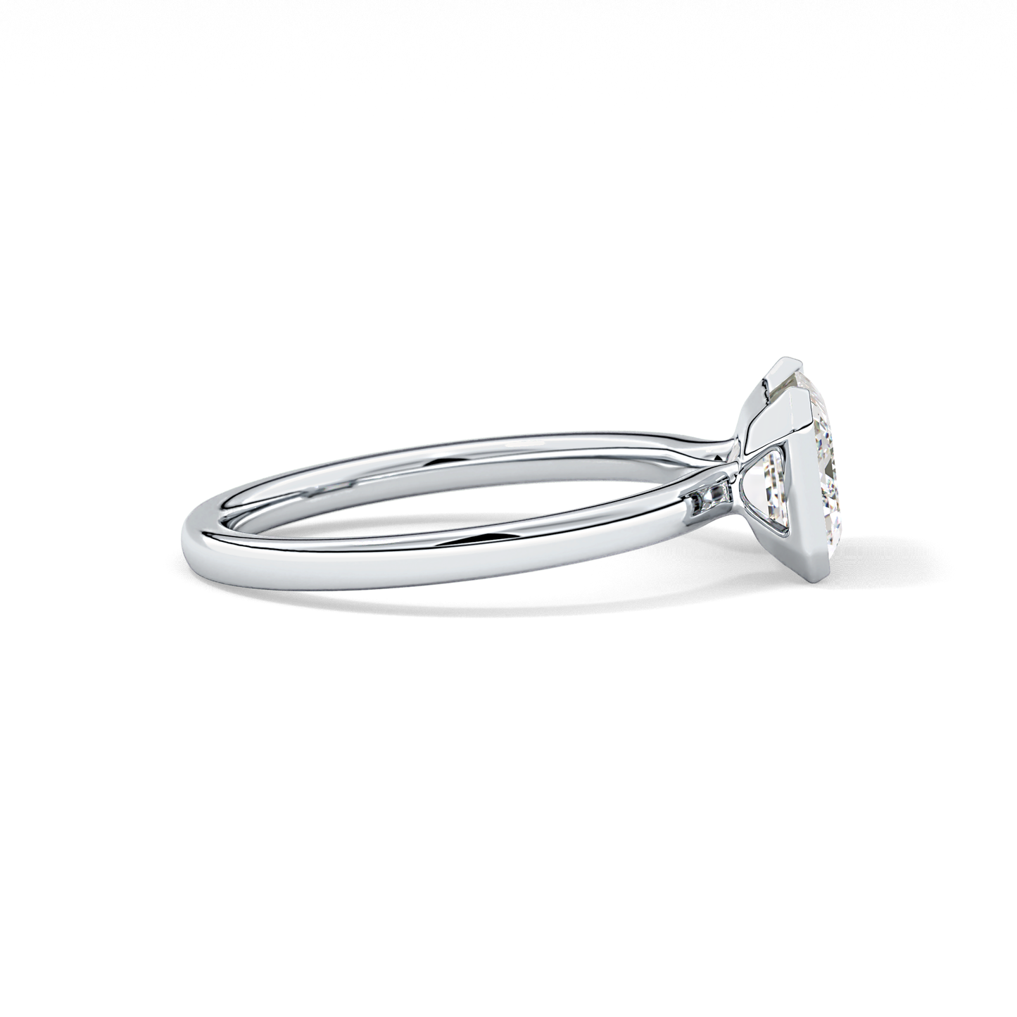 East West Emerald Half Bezel Lab Grown Diamond Engagement Ring