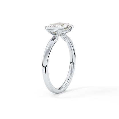 East West Emerald Half Bezel Lab Grown Diamond Engagement Ring