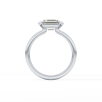 East West Emerald Half Bezel Lab Grown Diamond Engagement Ring
