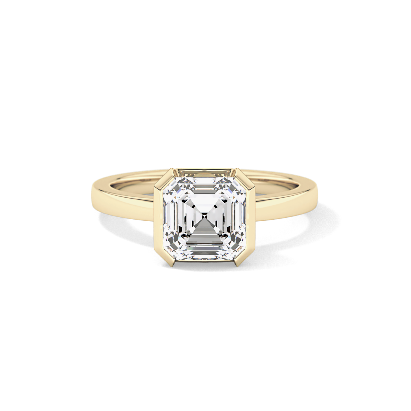 Asscher Half Bezel Lab Grown Diamond Engagement Ring