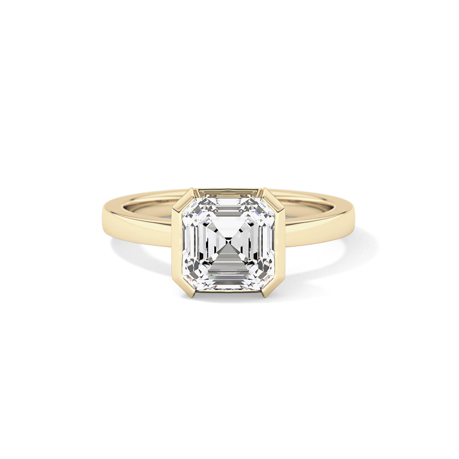 Asscher Half Bezel Lab Grown Diamond Engagement Ring