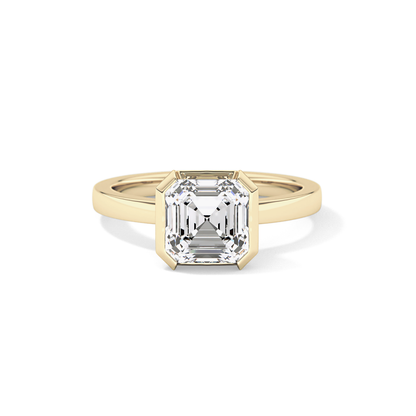 Asscher Half Bezel Lab Grown Diamond Engagement Ring