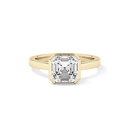Asscher Half Bezel Lab Grown Diamond Engagement Ring