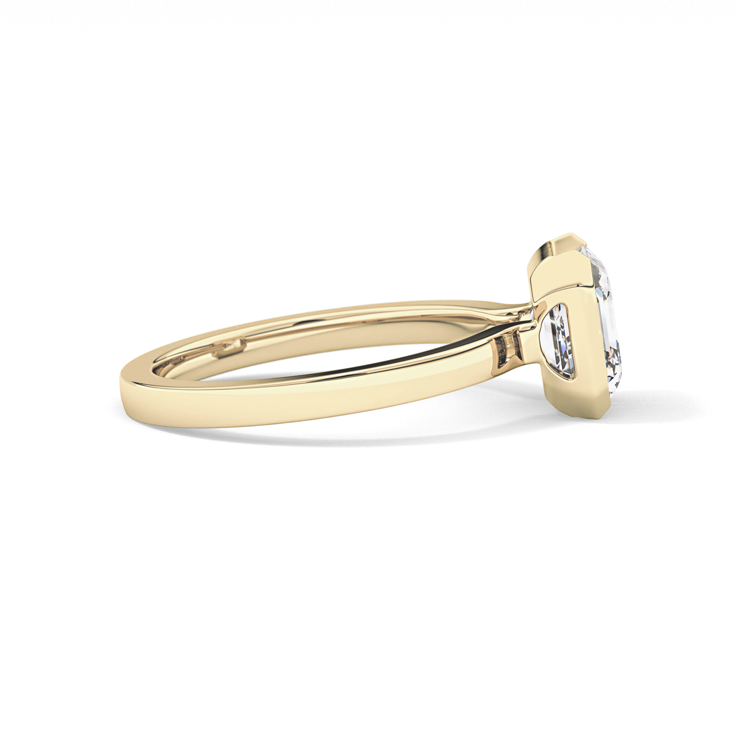 Asscher Half Bezel Lab Grown Diamond Engagement Ring