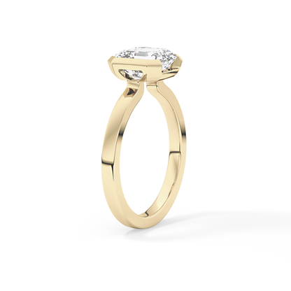 Asscher Half Bezel Lab Grown Diamond Engagement Ring