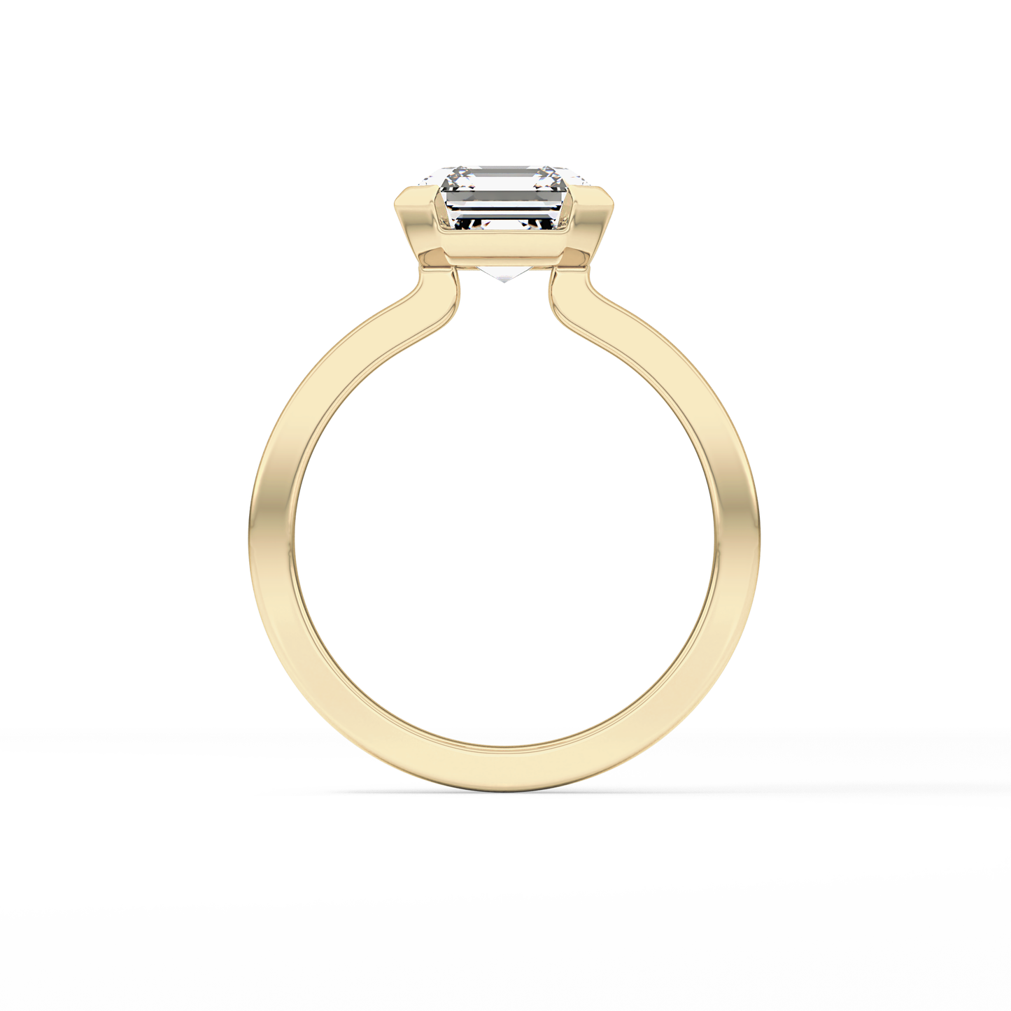 Asscher Half Bezel Lab Grown Diamond Engagement Ring