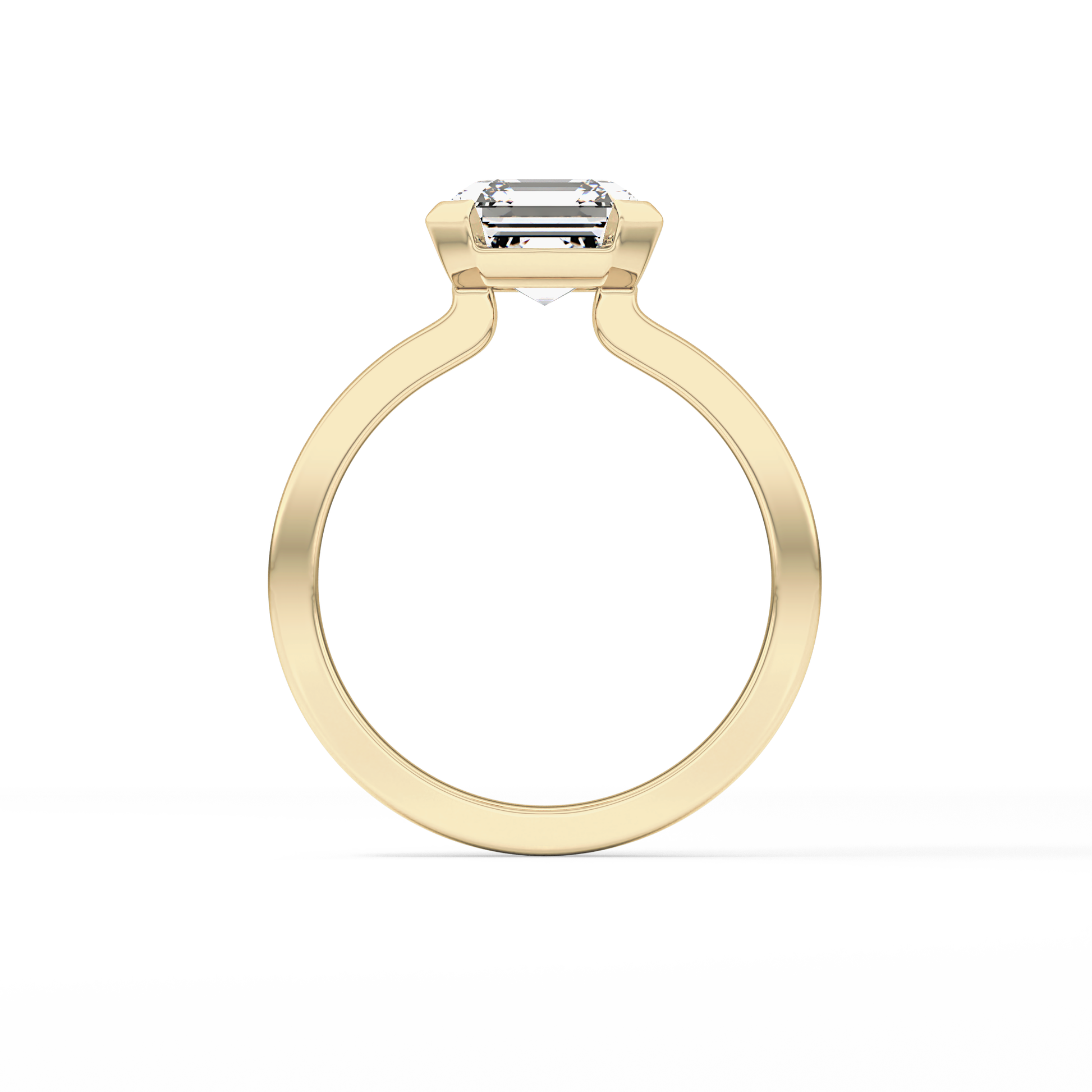 Asscher Half Bezel Lab Grown Diamond Engagement Ring