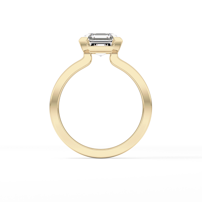 Asscher Half Bezel Lab Grown Diamond Engagement Ring