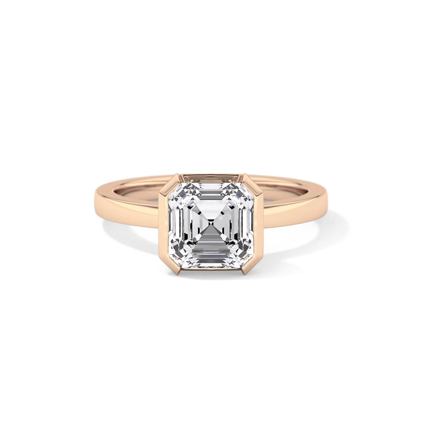 Asscher Half Bezel Lab Grown Diamond Engagement Ring