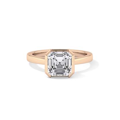 Asscher Half Bezel Lab Grown Diamond Engagement Ring