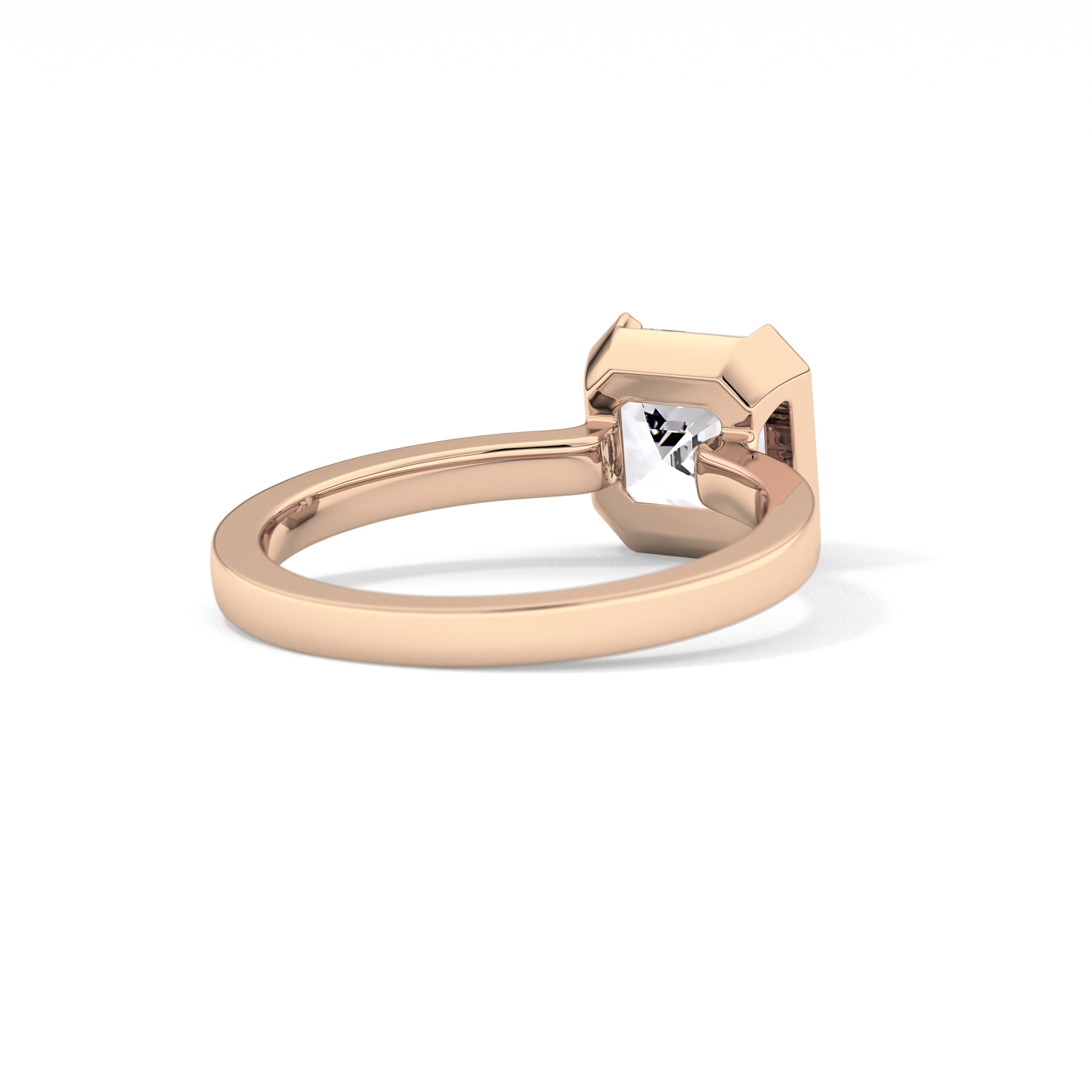 Asscher Half Bezel Lab Grown Diamond Engagement Ring