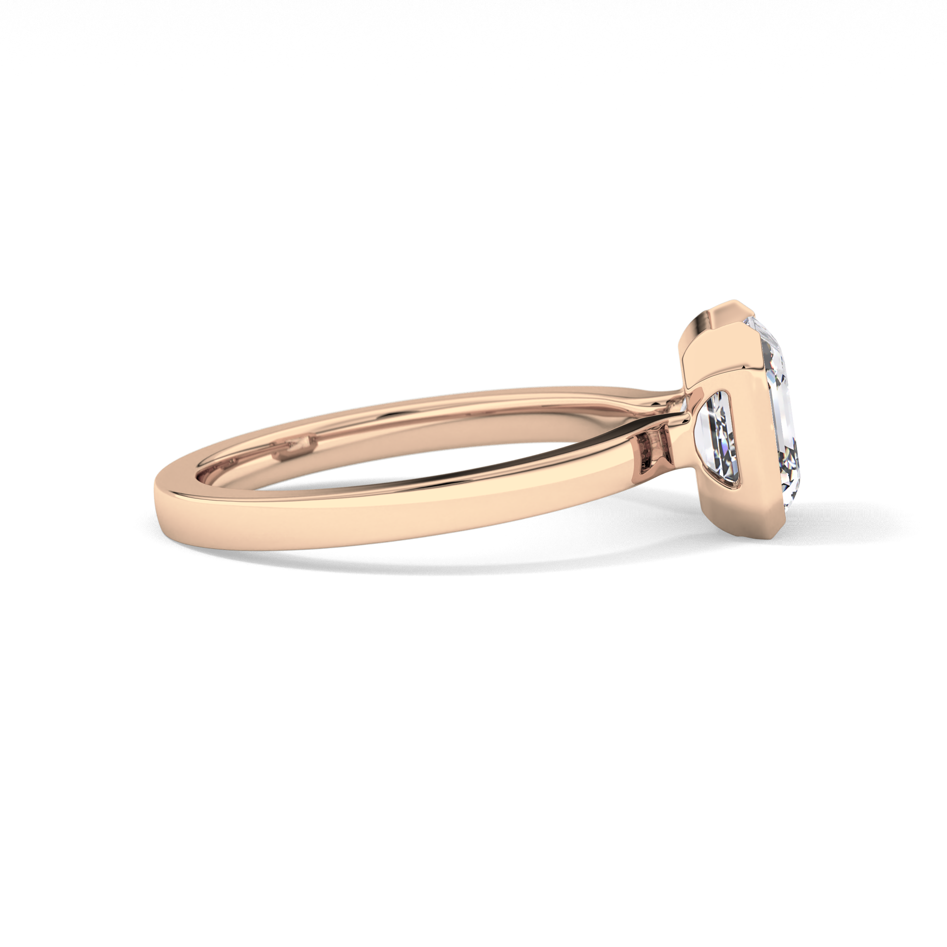 Asscher Half Bezel Lab Grown Diamond Engagement Ring
