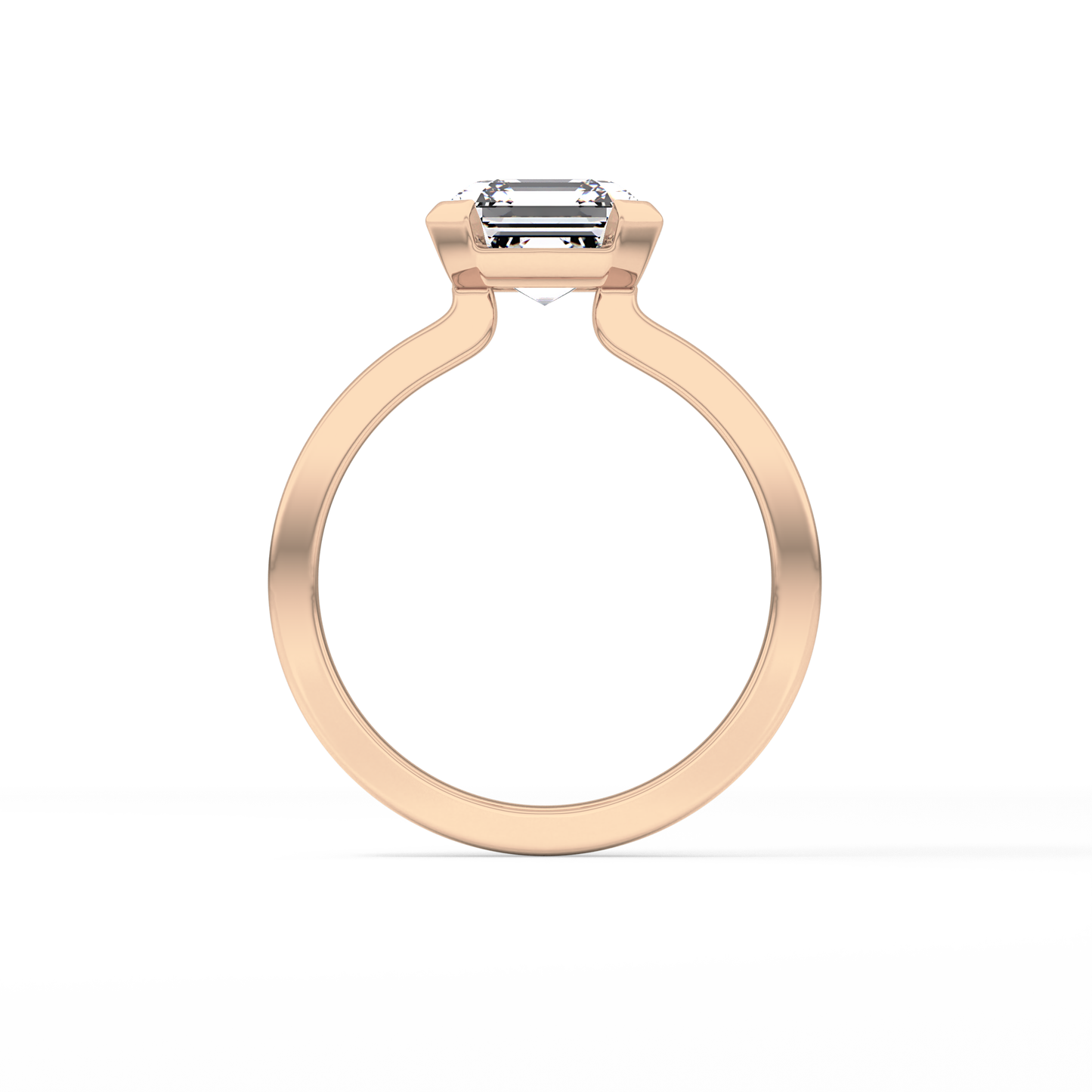Asscher Half Bezel Lab Grown Diamond Engagement Ring