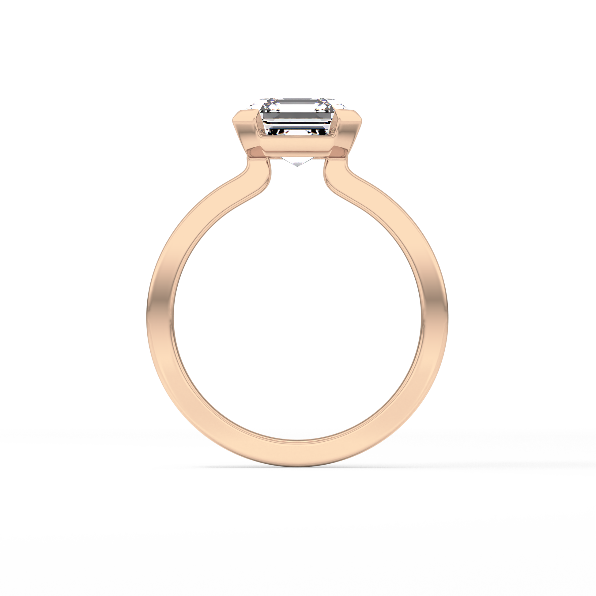 Asscher Half Bezel Lab Grown Diamond Engagement Ring