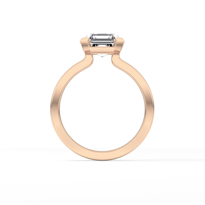 Asscher Half Bezel Lab Grown Diamond Engagement Ring