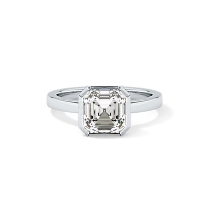 Asscher Half Bezel Lab Grown Diamond Engagement Ring