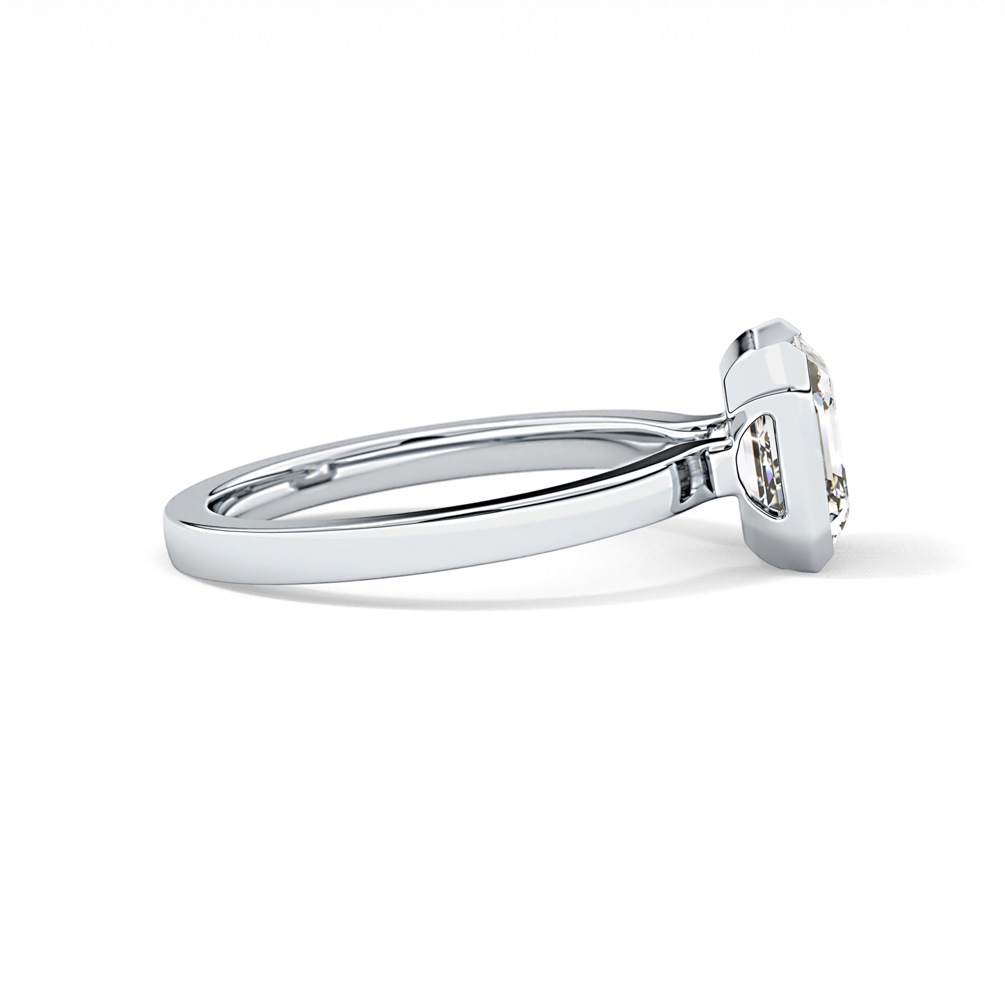 Asscher Half Bezel Lab Grown Diamond Engagement Ring