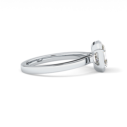 Asscher Half Bezel Lab Grown Diamond Engagement Ring