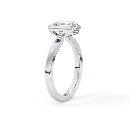 Asscher Half Bezel Lab Grown Diamond Engagement Ring