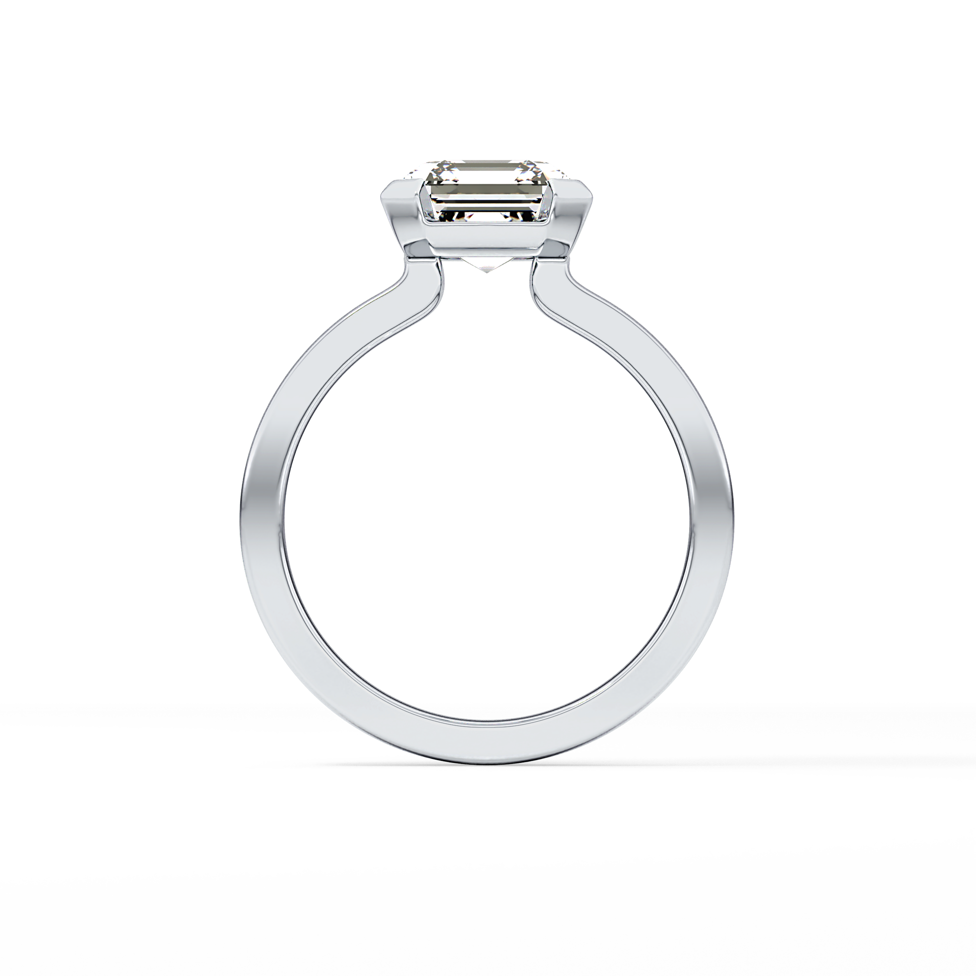 Asscher Half Bezel Lab Grown Diamond Engagement Ring