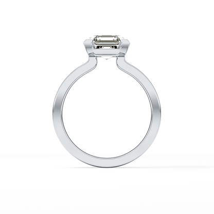 Asscher Half Bezel Lab Grown Diamond Engagement Ring