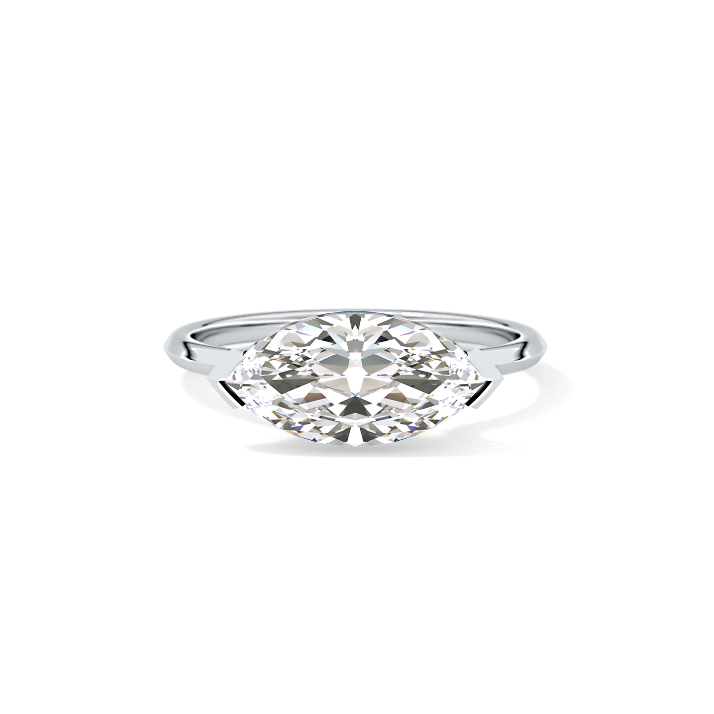 East West Marquise Solitaire Lab Grown Diamond Engagement Ring