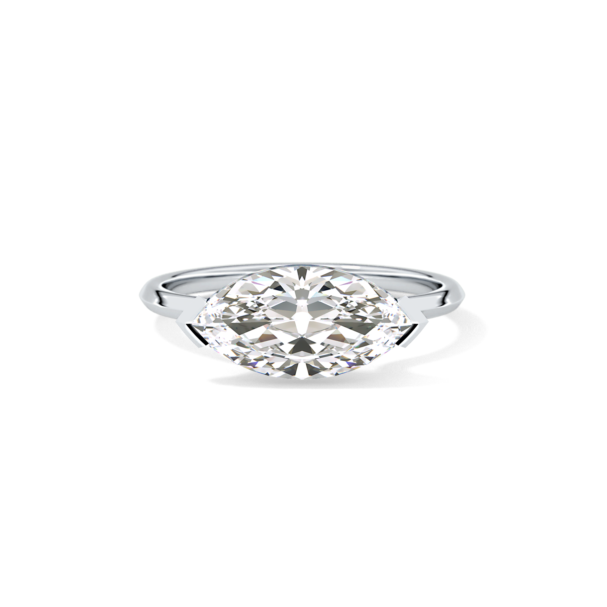 East West Marquise Solitaire Lab Grown Diamond Engagement Ring