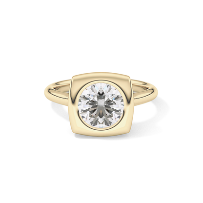 Round Bezel & Solitaire Lab Grown Diamond Engagement Ring