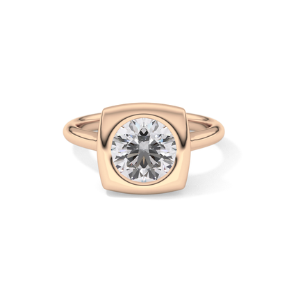 Round Bezel & Solitaire Lab Grown Diamond Engagement Ring
