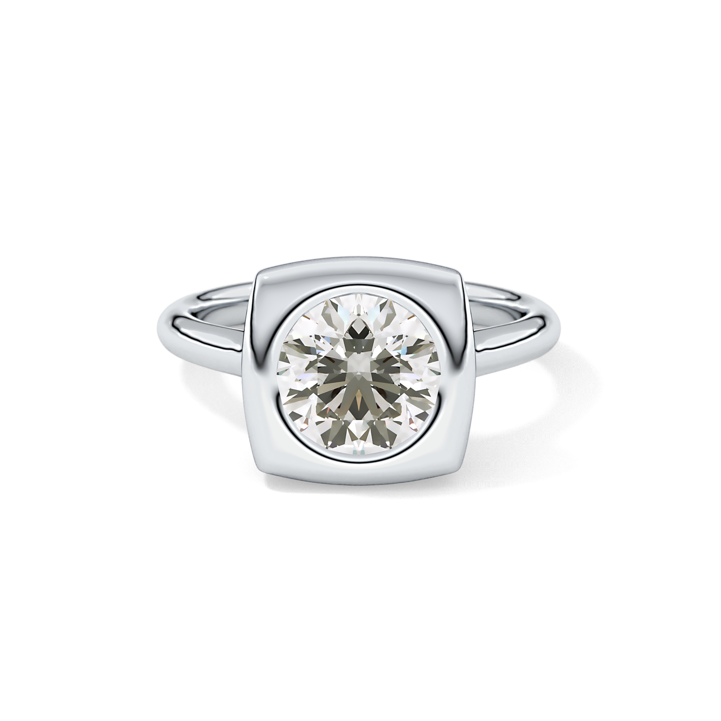 Round Bezel & Solitaire Lab Grown Diamond Engagement Ring