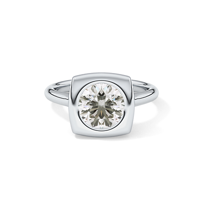 Round Bezel & Solitaire Lab Grown Diamond Engagement Ring