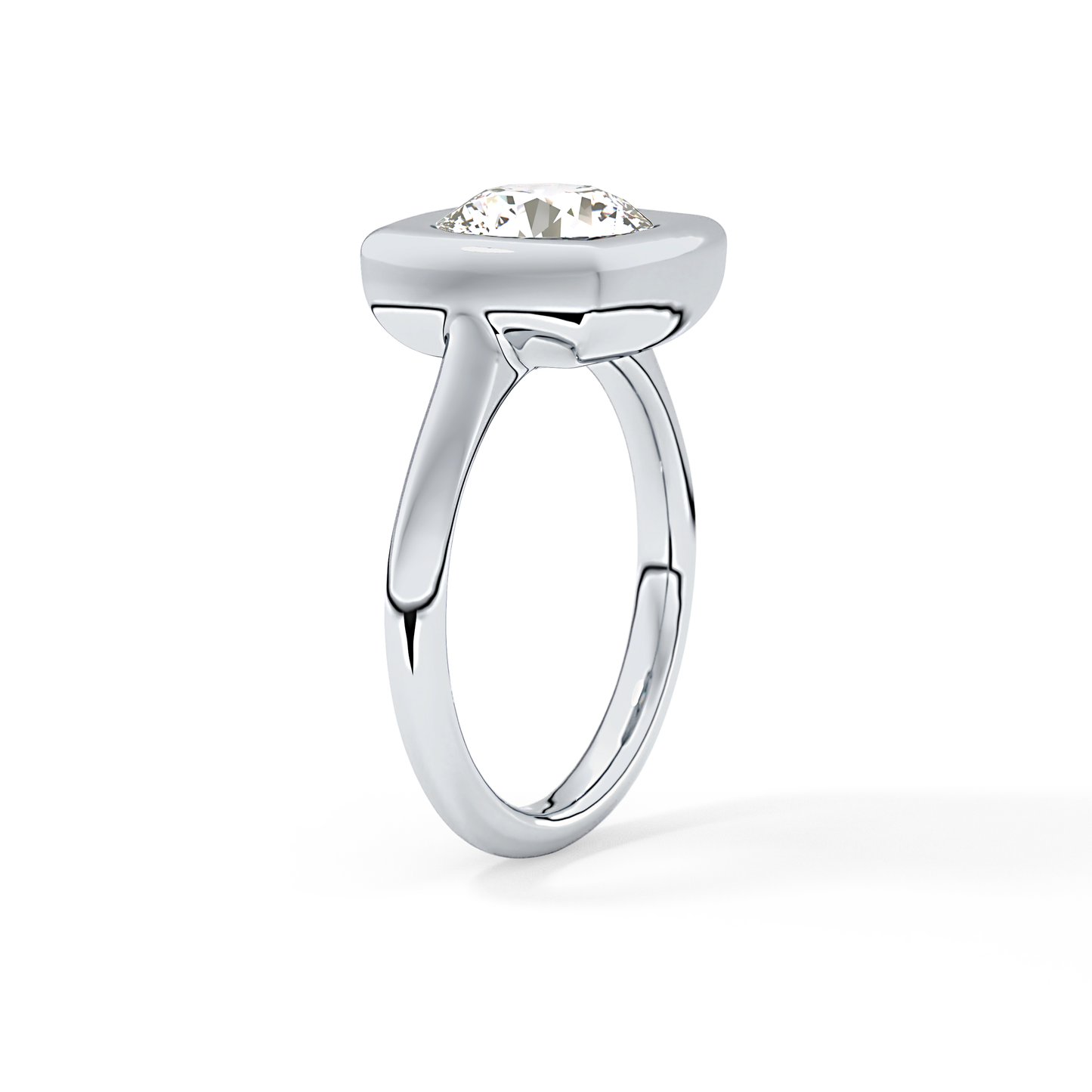 Round Bezel & Solitaire Lab Grown Diamond Engagement Ring