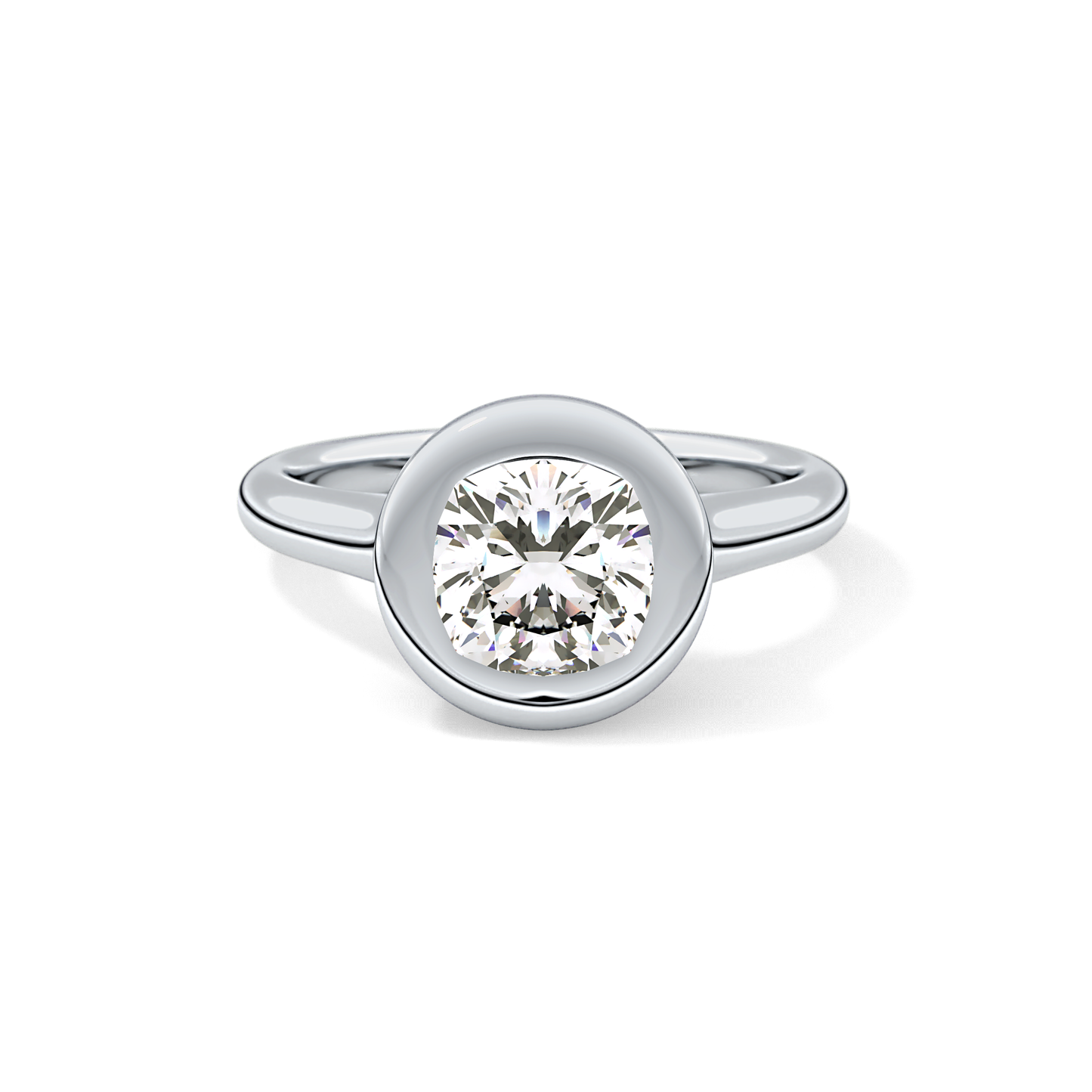 Cushion Bezel & Solitaire Lab Grown Diamond Engagement Ring