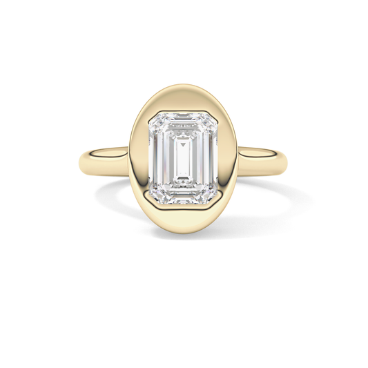 Emerald Solitaire Lab Grown Diamond Engagement Ring