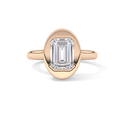 Emerald Solitaire Lab Grown Diamond Engagement Ring