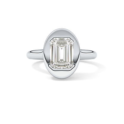 Emerald Solitaire Lab Grown Diamond Engagement Ring