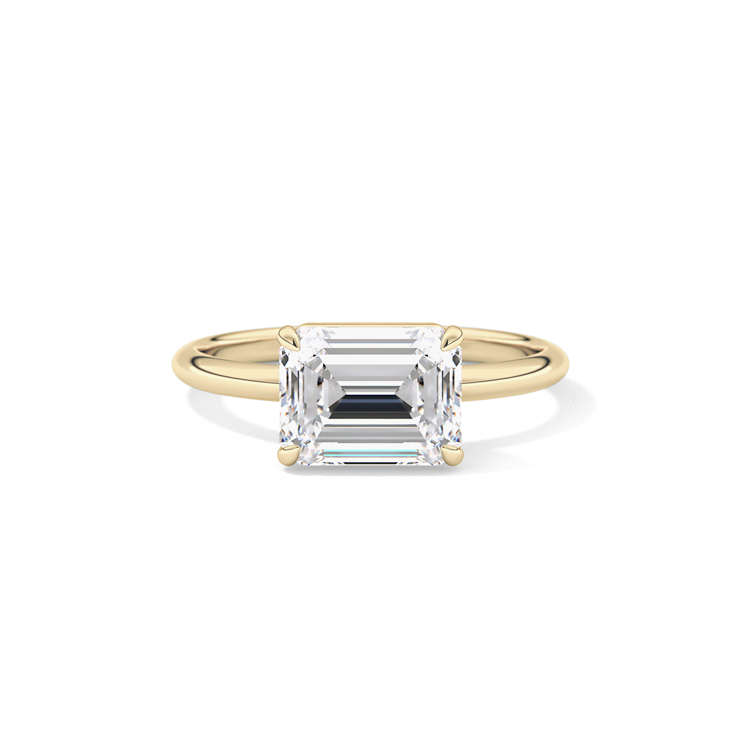 East West Emerald Solitaire Lab Grown Diamond Engagement Ring