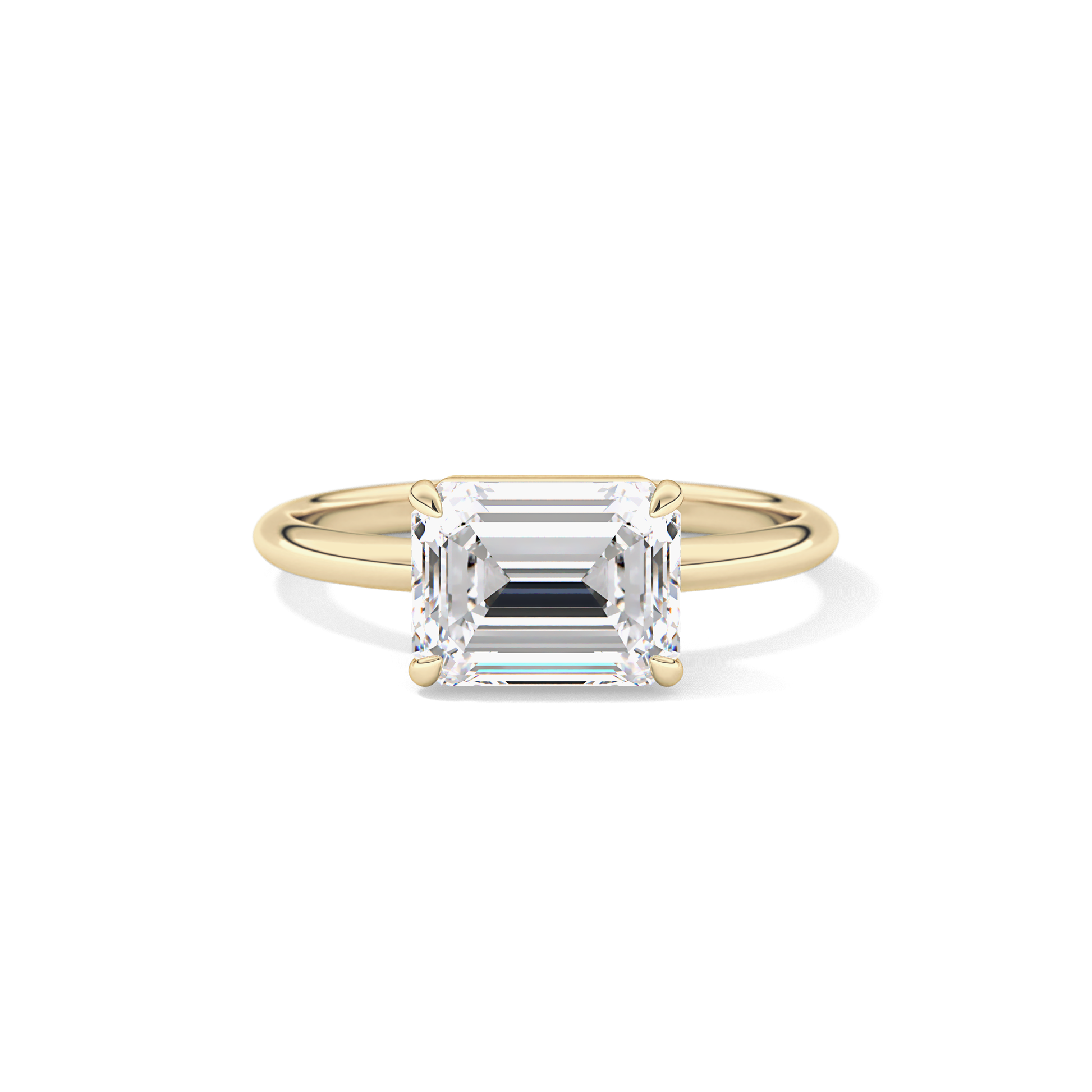 East West Emerald Solitaire Lab Grown Diamond Engagement Ring